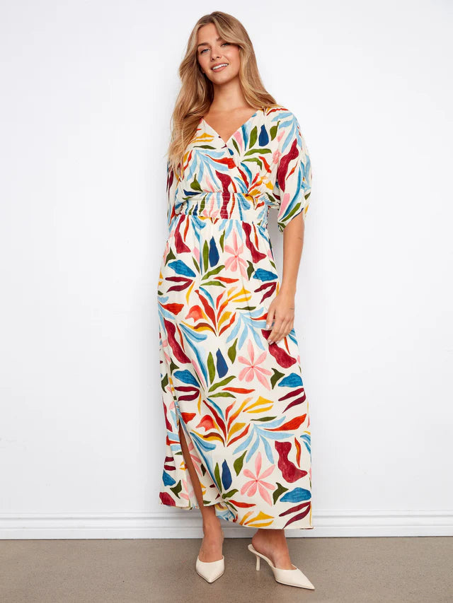 dolman sleeve maxi dress Printed What To Wear On Azul neckline and trendy dolman Train:Floor-length (no Train)